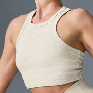 ALO Yoga Aspire Tank in oatmeal Heather white